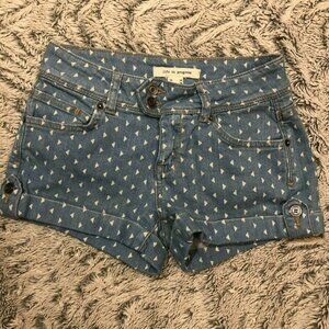 Life In Progress Womens Jean Double Button Cuffed Tab Shorts Size 24